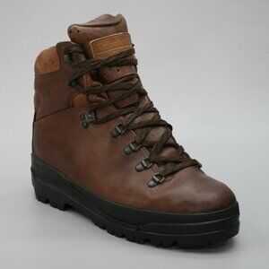 Timberland Men's 10 World Hiker Mid Brown Leather Trail Vibram Boots Italy 68012